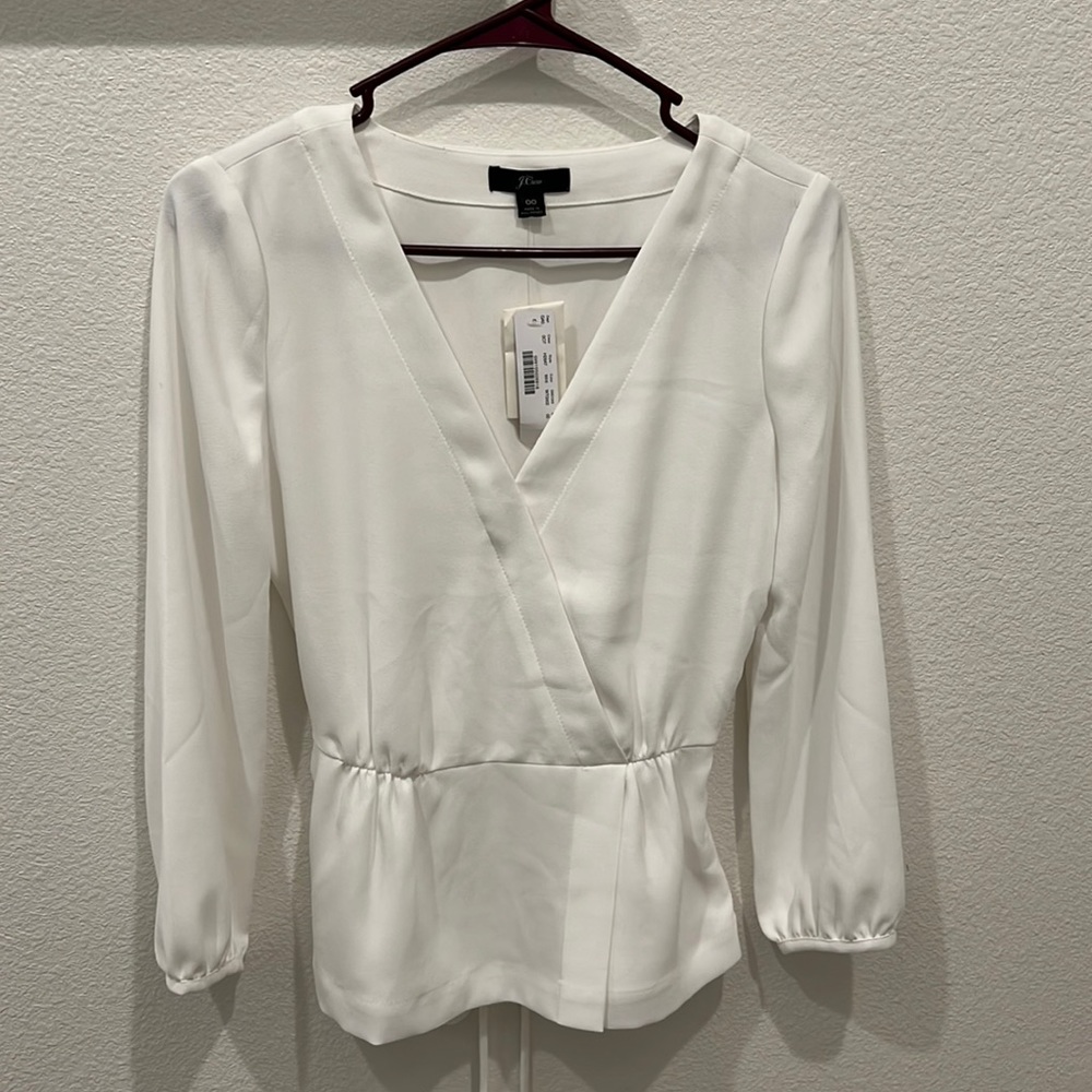 White J. Crew Peplum Blouse